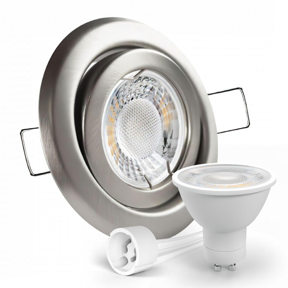 LED Einbaustrahler Spot Edelstahl gebürstet rund 360° schwenkbar Lochmaß Ø 78mm - 85mm GU10 230V