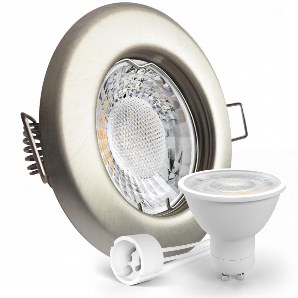 LED Einbaustrahler Spot Edelstahl gebürstet rund Lochmaß Ø 55mm - 75mm GU10 230V
