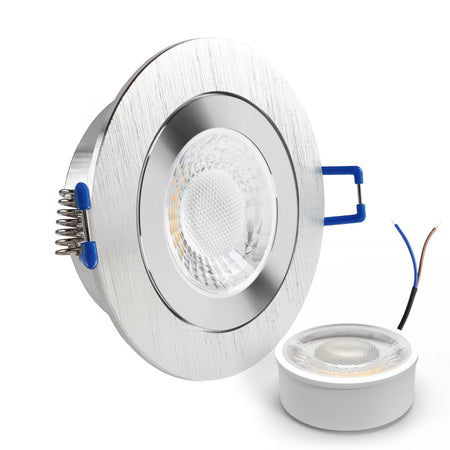 CONCEPTRUN LED Einbaustrahler Spot Feuchtraum IP44 Alu geschliffen rund Glas Lochmaß Ø 60mm - 75mm geringe Tiefe 25mm 5W LED Modul flach dimmbar neutralweiß 230V