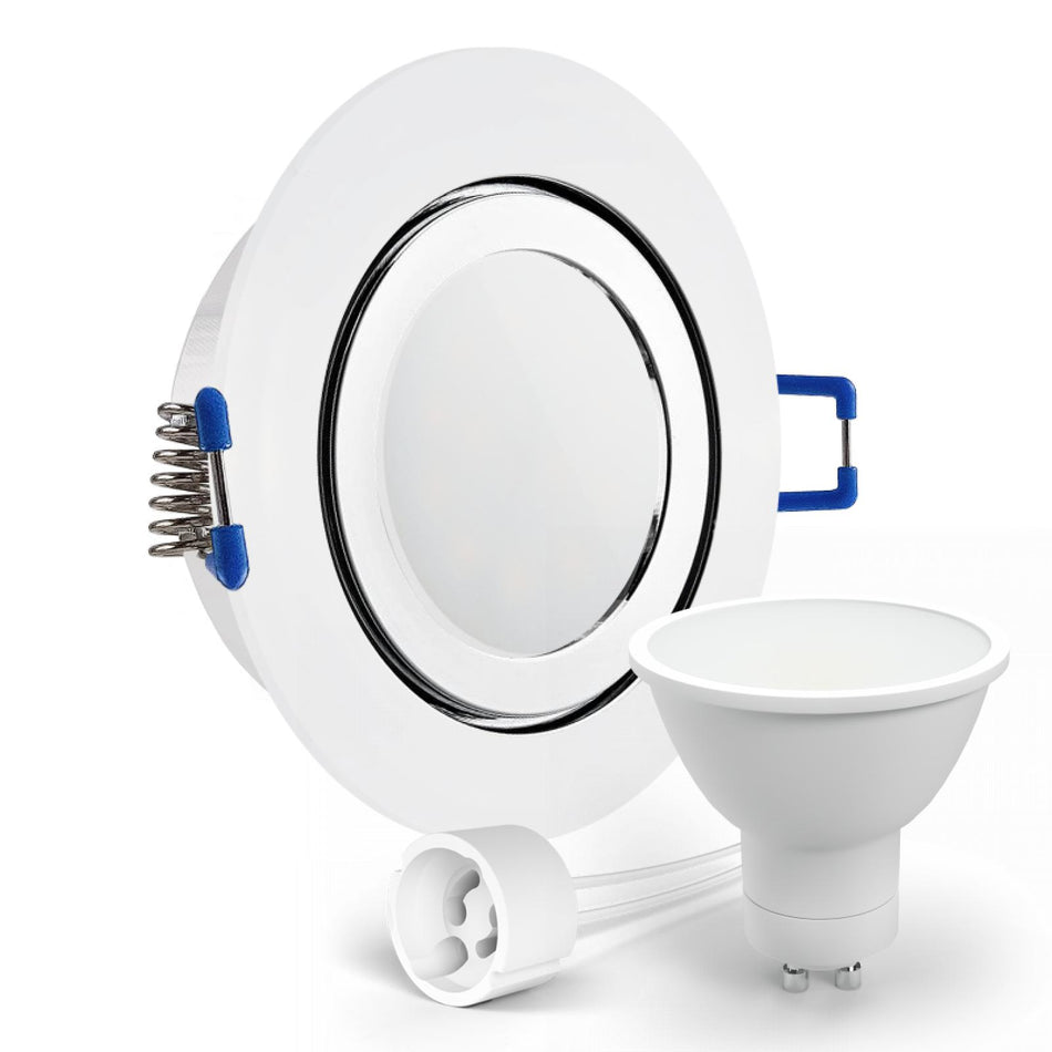 CONCEPTRUN LED Einbaustrahler Spot Feuchtraum IP44 Chrom glänzend rund Glas Lochmaß Ø 60mm - 75mm Tiefe 64mm Fassung