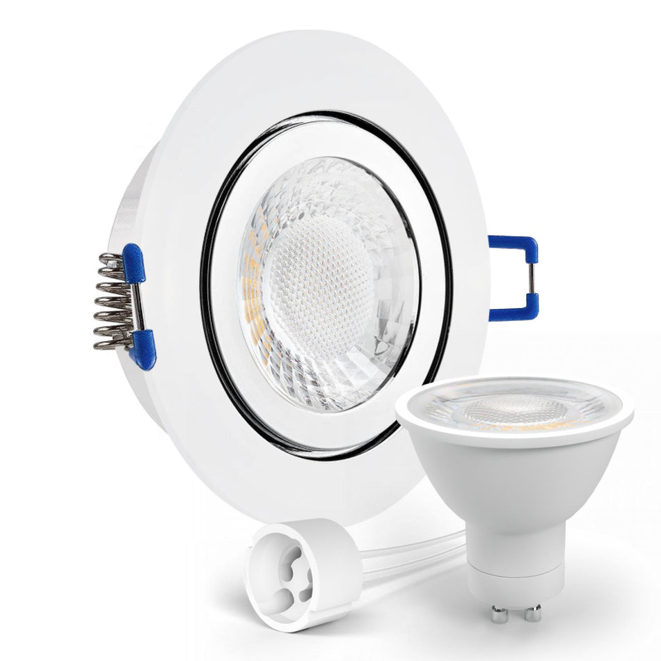 LED Einbaustrahler Spot Feuchtraum IP44 Chrom glänzend rund Glas Lochmaß Ø 60mm - 75mm GU10 230V