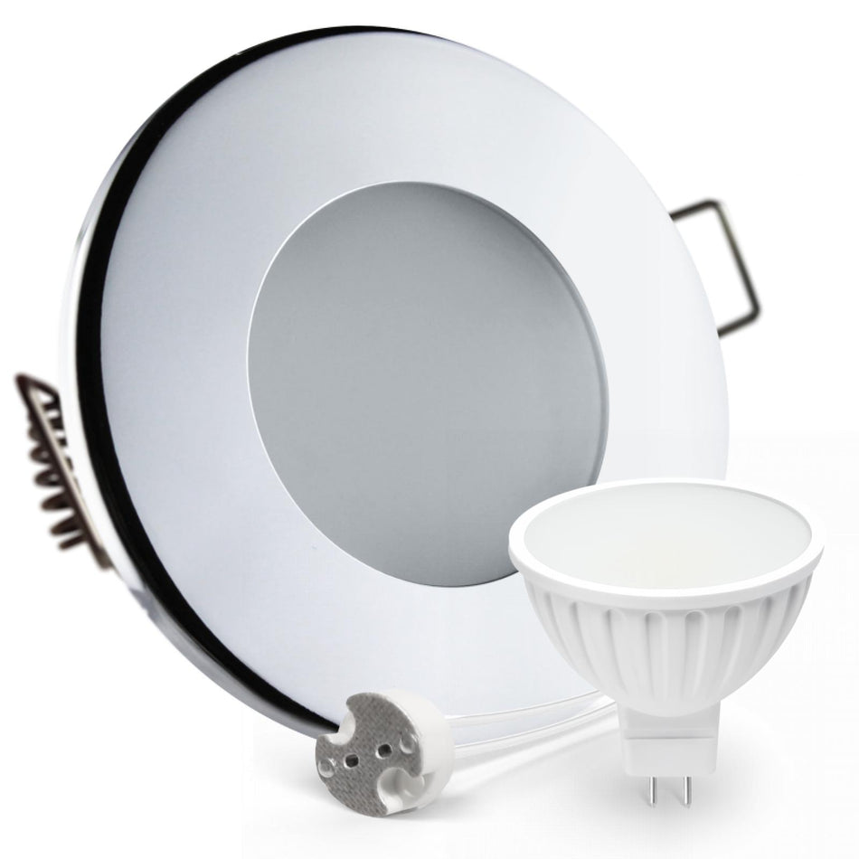 CONCEPTRUN LED Einbaustrahler Spot Feuchtraum IP44 Chrom glänzend rund Lochmaß Ø 68mm - 75mm Tiefe 55mm Fassung