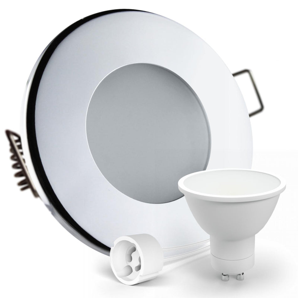 CONCEPTRUN LED Einbaustrahler Spot Feuchtraum IP44 Chrom glänzend rund Lochmaß Ø 68mm - 75mm Tiefe 64mm Fassung