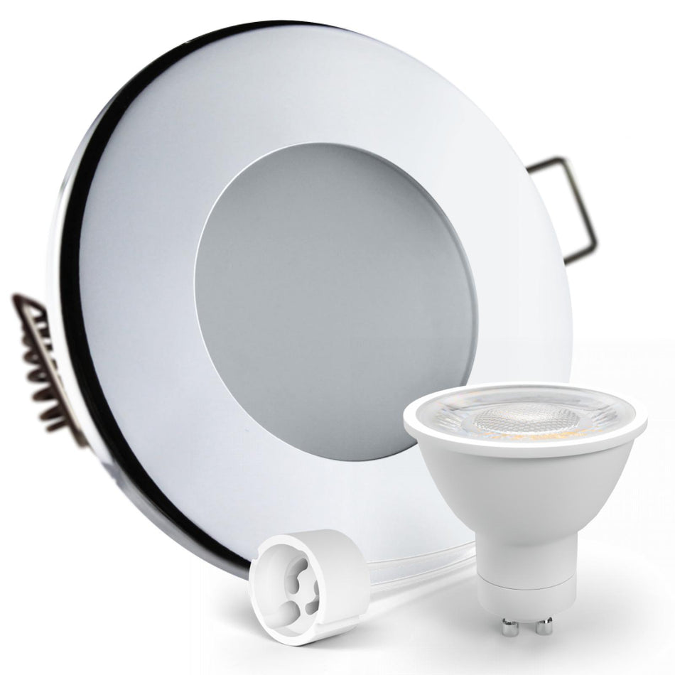 LED Einbaustrahler Spot Feuchtraum IP44 Chrom glänzend rund Lochmaß Ø 55mm - 75mm GU10 230V
