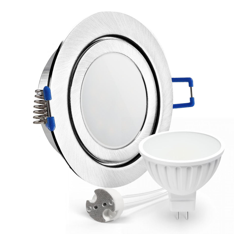 CONCEPTRUN LED Einbaustrahler Spot Feuchtraum IP44 Edelstahl gebürstet rund Glas Lochmaß Ø 60mm - 75mm Tiefe 55mm Fassung