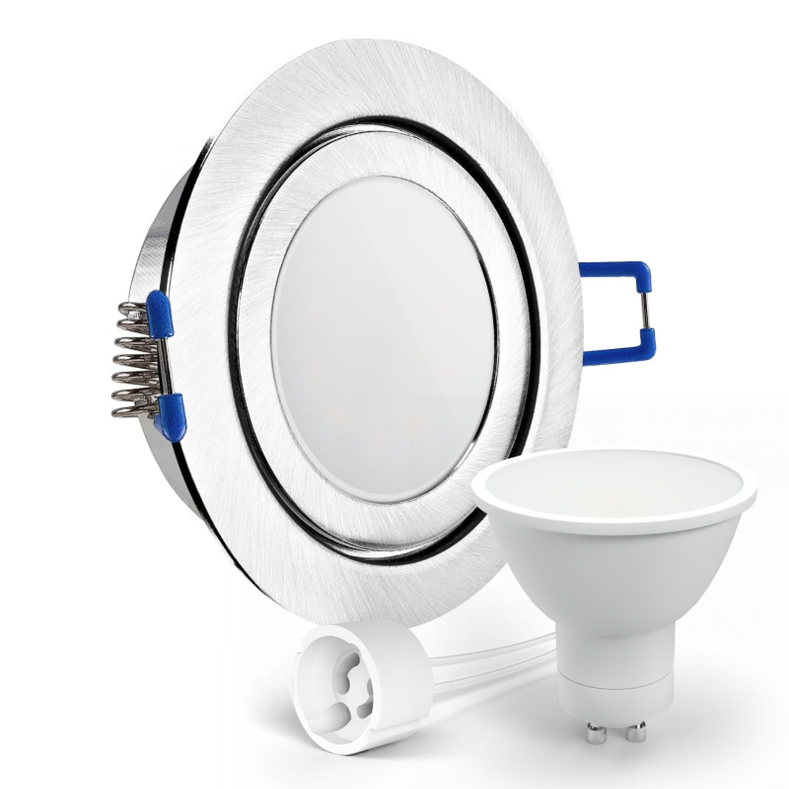 CONCEPTRUN LED Einbaustrahler Spot Feuchtraum IP44 Edelstahl gebürstet rund Glas Lochmaß Ø 60mm - 75mm Tiefe 64mm Fassung