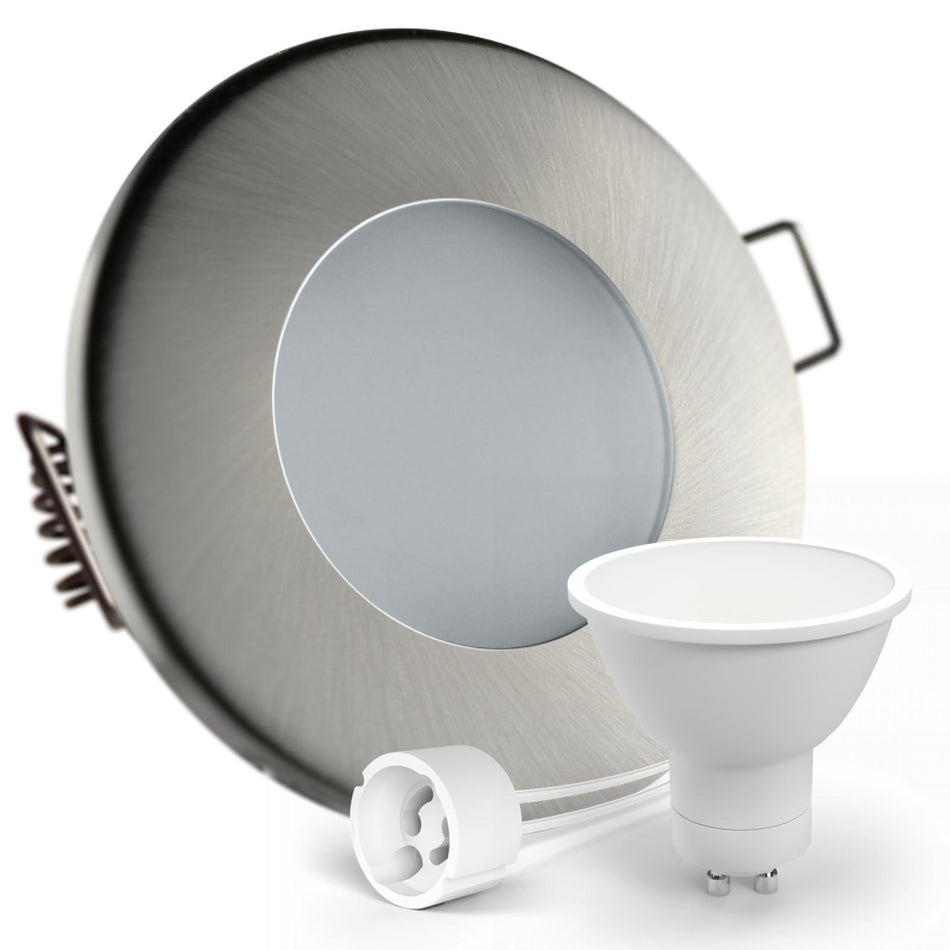 CONCEPTRUN LED Einbaustrahler Spot Feuchtraum IP44 Edelstahl gebürstet rund Lochmaß Ø 68mm - 75mm Tiefe 64mm Fassung