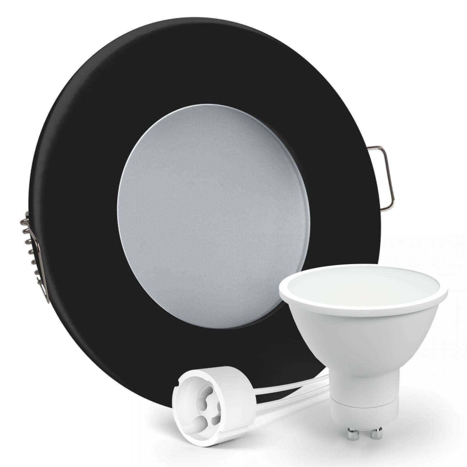 CONCEPTRUN LED Einbaustrahler Spot Feuchtraum IP44 schwarz rund Lochmaß Ø 68mm - 75mm Tiefe 64mm Fassung