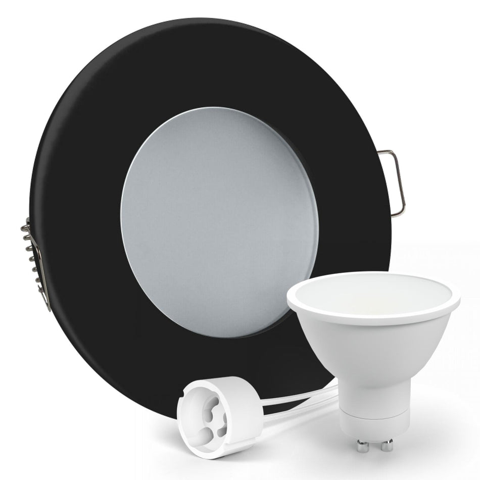 CONCEPTRUN LED Einbaustrahler Spot Feuchtraum IP44 schwarz rund Lochmaß Ø 68mm - 75mm Tiefe 64mm Fassung