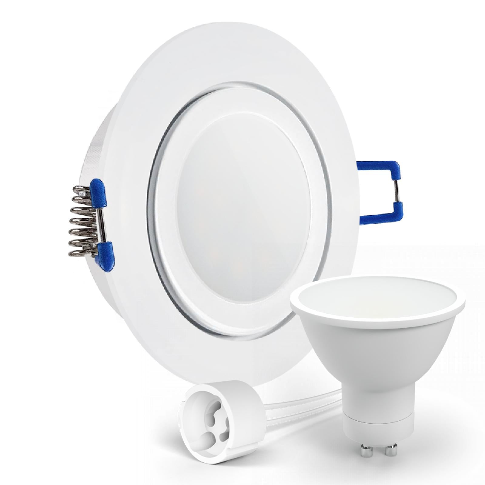 CONCEPTRUN LED Einbaustrahler Spot Feuchtraum IP44 weiß rund Glas Lochmaß Ø 60mm - 75mm Tiefe 64mm Fassung