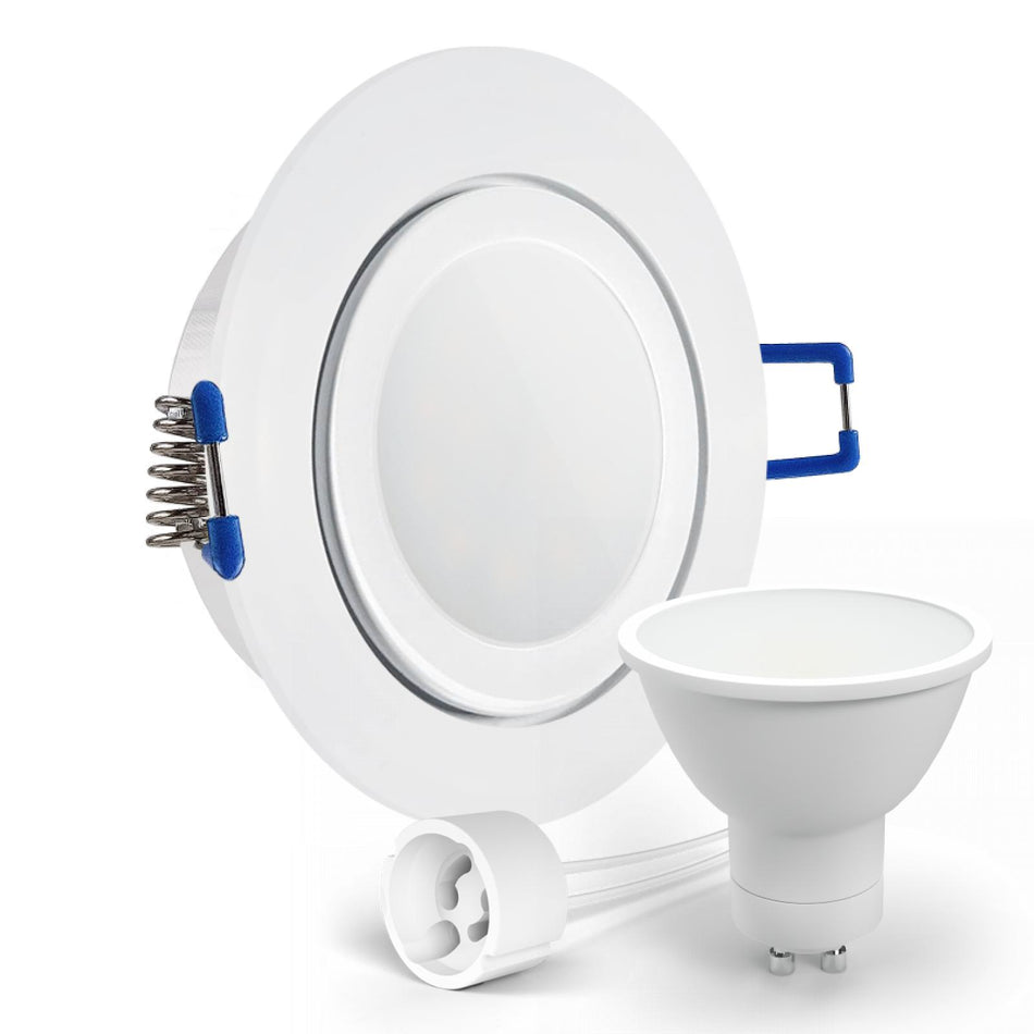 CONCEPTRUN LED Einbaustrahler Spot Feuchtraum IP44 weiß rund Glas Lochmaß Ø 60mm - 75mm Tiefe 64mm Fassung