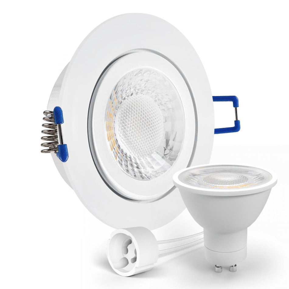 LED Einbaustrahler Spot Feuchtraum IP44 weiß rund Glas Lochmaß Ø 60mm - 75mm GU10 230V