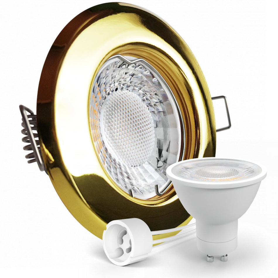 LED Einbaustrahler Spot Gold glänzend rund Lochmaß Ø 55mm - 75mm GU10 230V