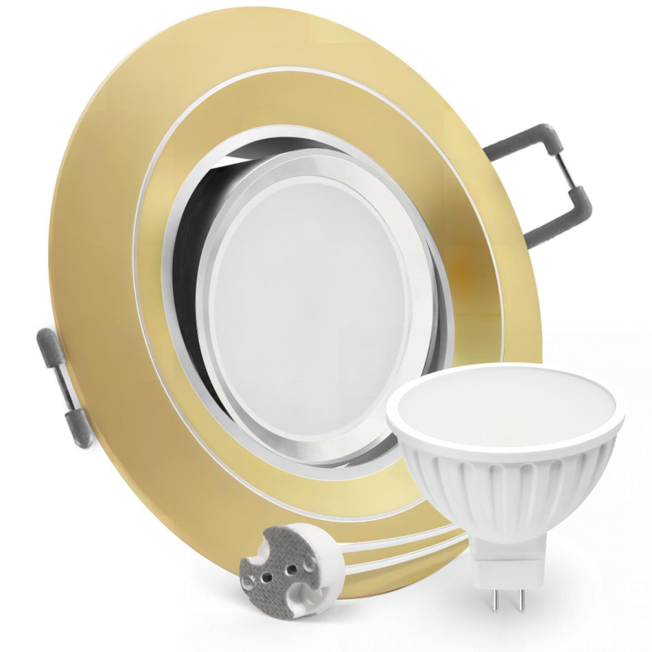 CONCEPTRUN LED Einbaustrahler Spot Gold matt rund 360° schwenkbar Lochmaß Ø 68mm - 95mm Tiefe 55mm Fassung