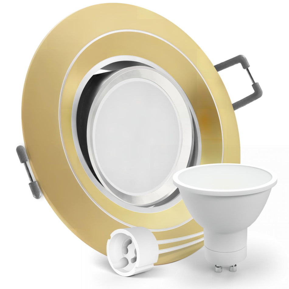 CONCEPTRUN LED Einbaustrahler Spot Gold matt rund 360° schwenkbar Lochmaß Ø 68mm - 95mm Tiefe 64mm Fassung