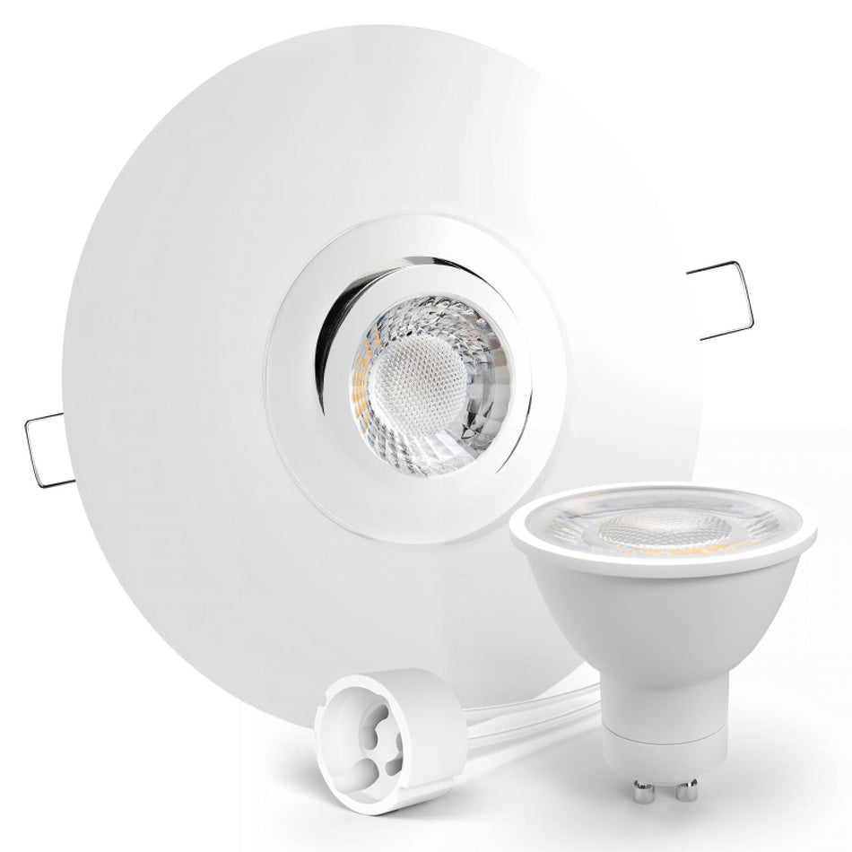 LED Einbaustrahler Spot großer Durchmesser Chrom glänzend rund schwenkbar Lochmaß Ø 68mm - 180mm GU10 230V