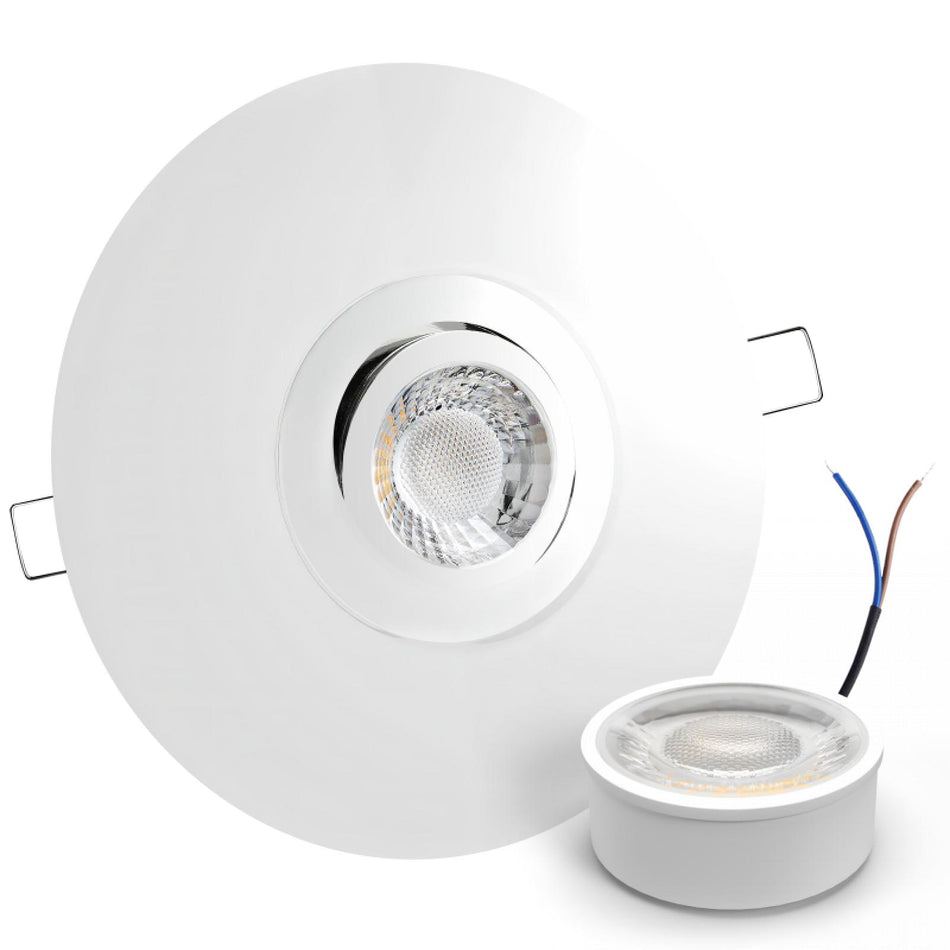 CONCEPTRUN LED Einbaustrahler Spot großer Durchmesser Chrom glänzend rund schwenkbar Lochmaß Ø 68mm - 180mm geringe Tiefe 25mm 5W LED Modul flach dimmbar neutralweiß 230V