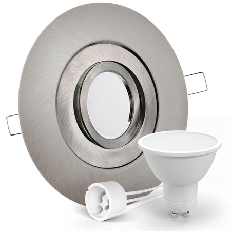 CONCEPTRUN LED Einbaustrahler Spot großer Durchmesser Edelstahl gebürstet rund schwenkbar Lochmaß Ø 68mm - 135mm Tiefe 64mm