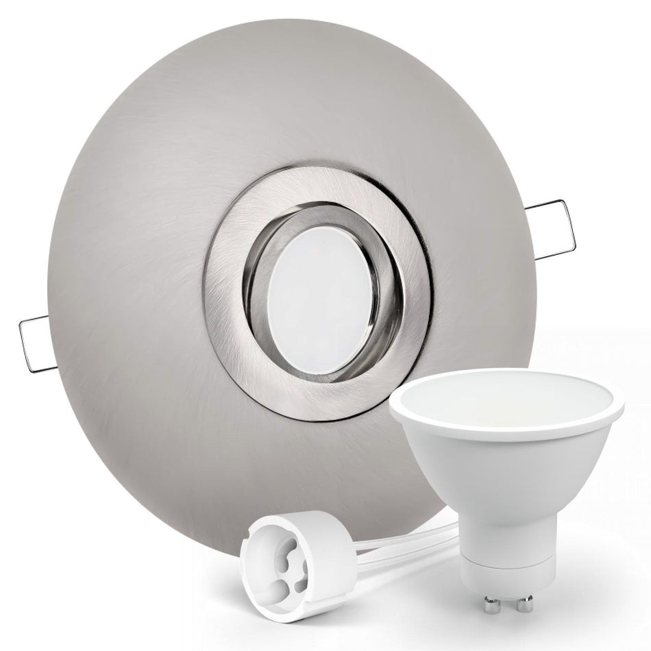 CONCEPTRUN LED Einbaustrahler Spot großer Durchmesser Edelstahl gebürstet rund schwenkbar Lochmaß Ø 68mm - 180mm Tiefe 64mm