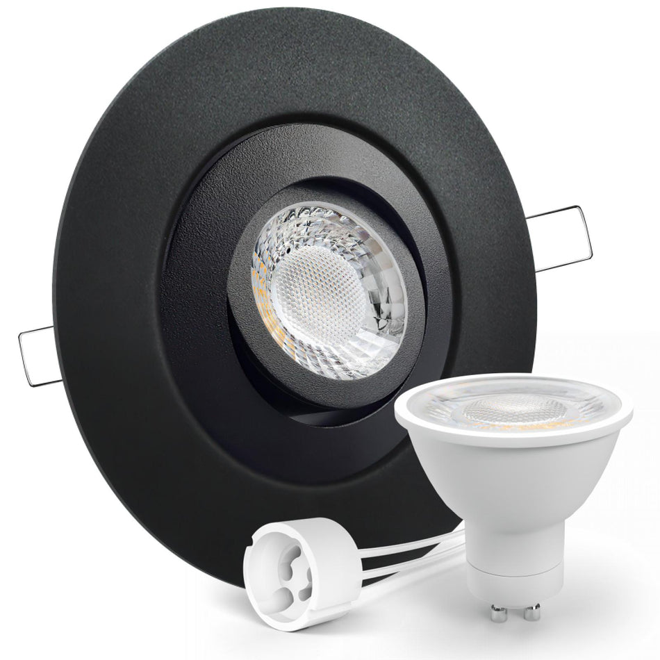 LED Einbaustrahler Spot großer Durchmesser schwarz rund schwenkbar Lochmaß Ø 68mm - 135mm GU10 230V