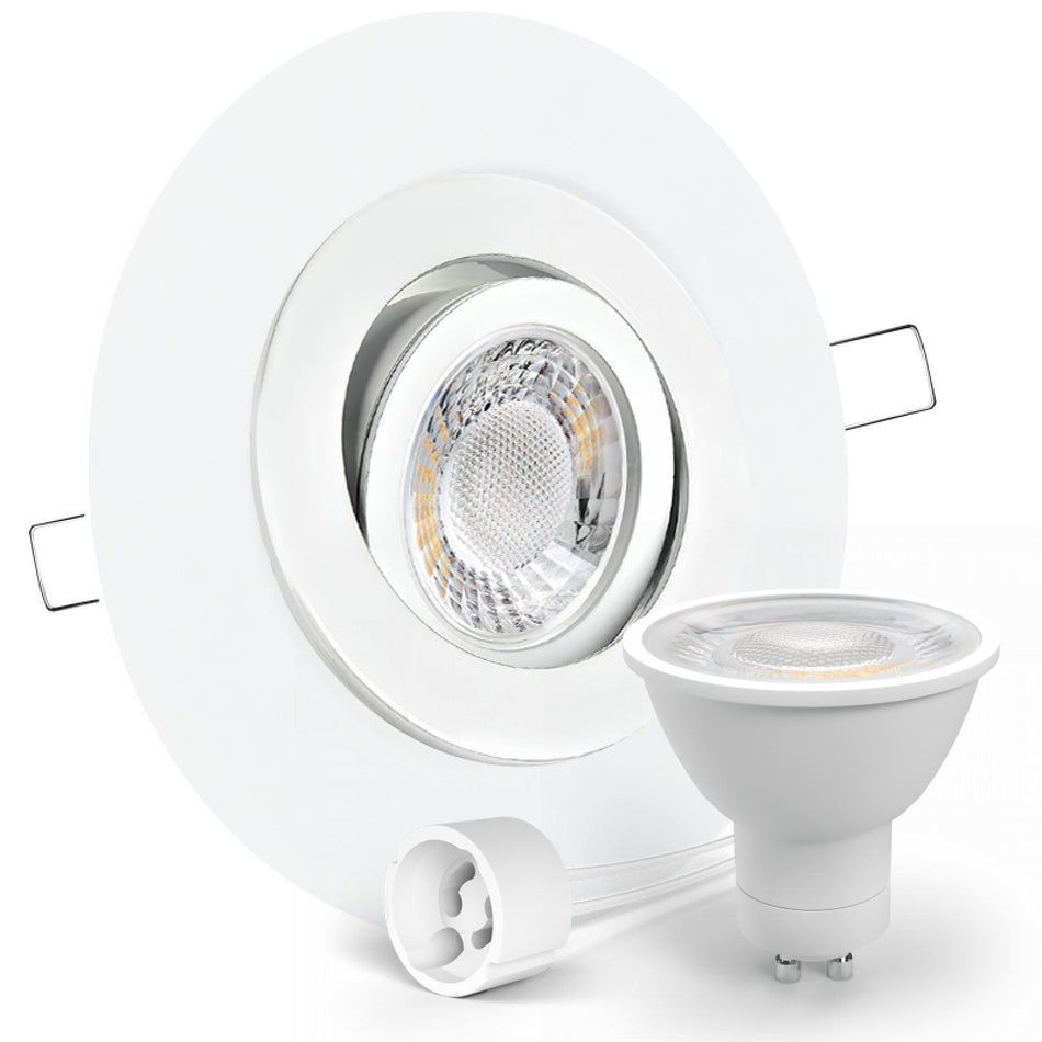 LED Einbaustrahler Spot großer Durchmesser weiß rund schwenkbar Lochmaß Ø 68mm - 135mm GU10 230V
