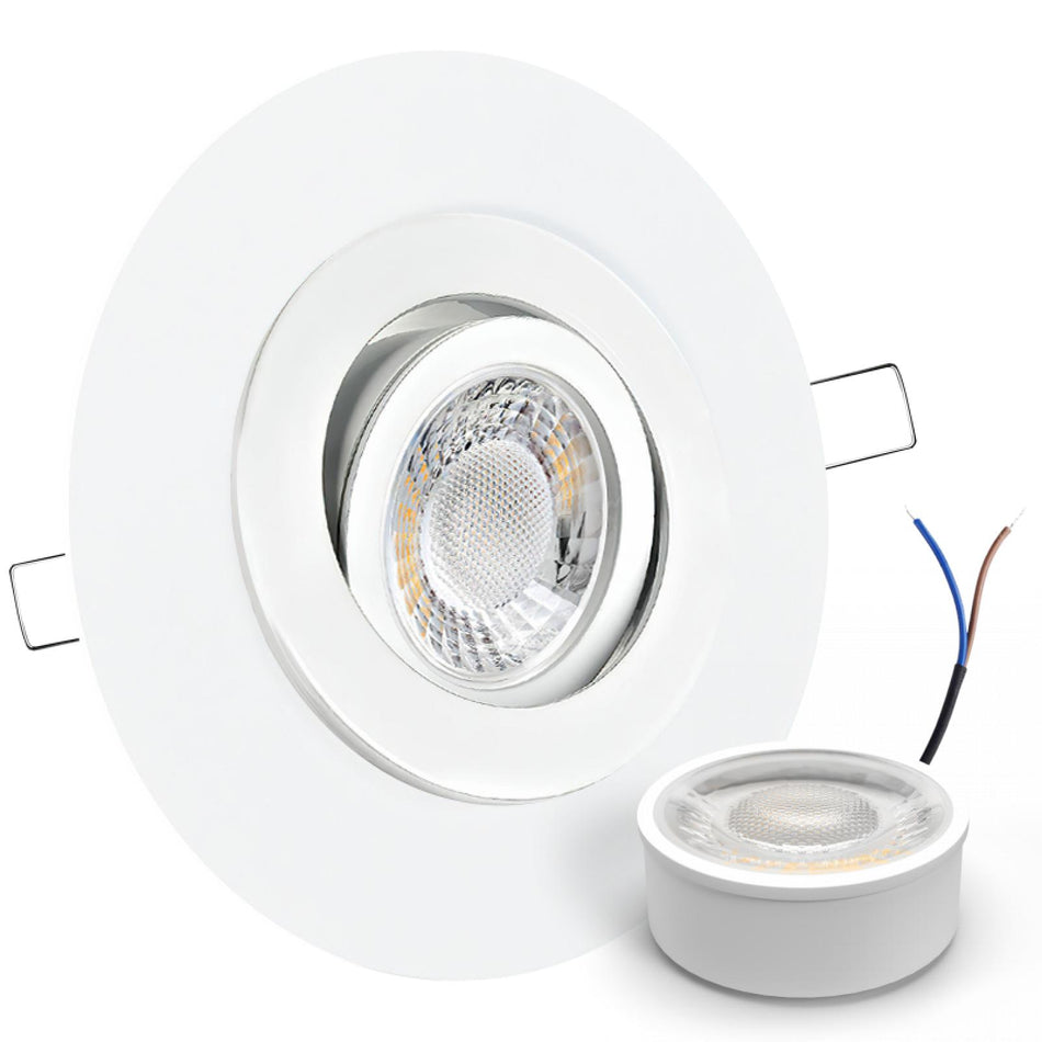 CONCEPTRUN LED Einbaustrahler Spot großer Durchmesser weiß rund schwenkbar Lochmaß Ø 68mm - 135mm geringe Tiefe 25mm 5W LED Modul flach dimmbar neutralweiß 230V