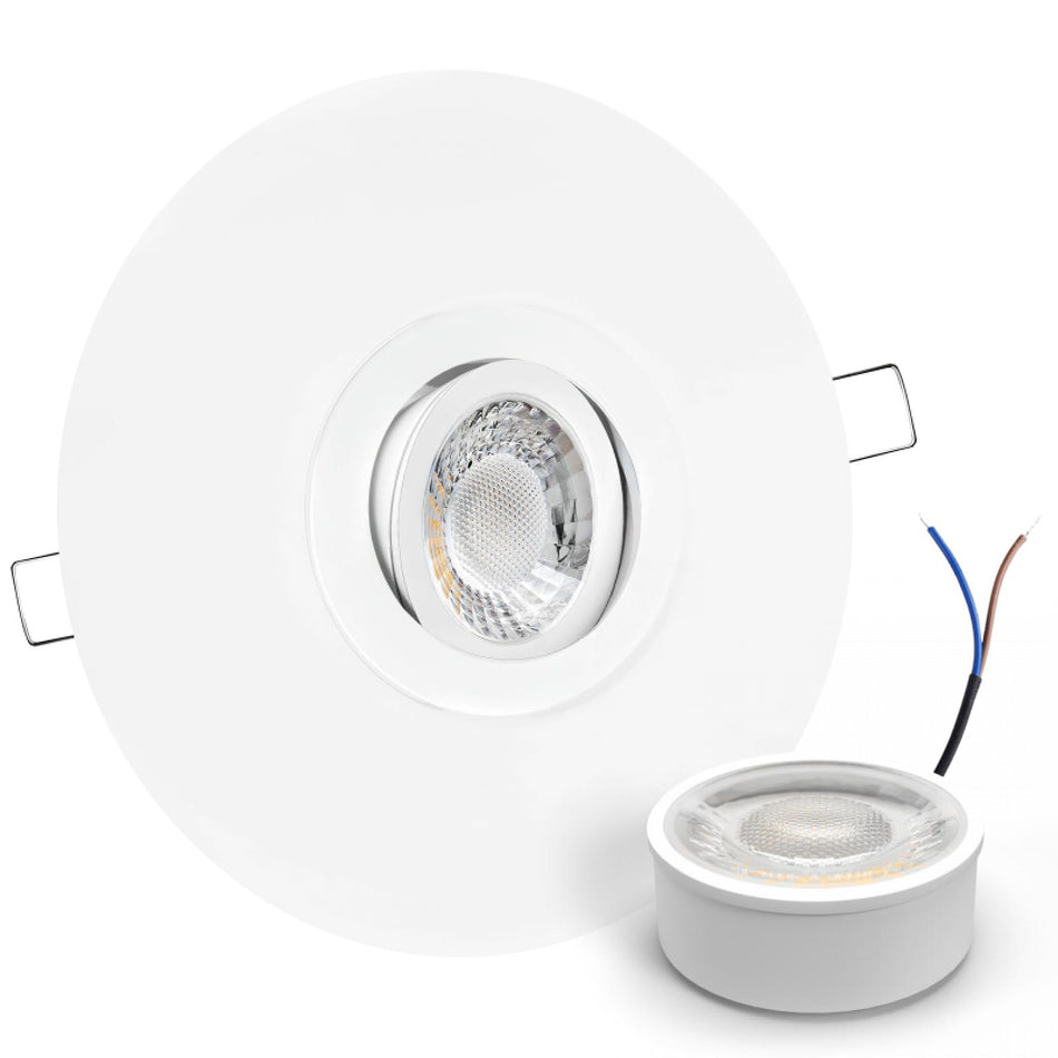 CONCEPTRUN LED Einbaustrahler Spot großer Durchmesser weiß rund schwenkbar Lochmaß Ø 68mm - 180mm geringe Tiefe 25mm 5W LED Modul flach dimmbar neutralweiß 230V