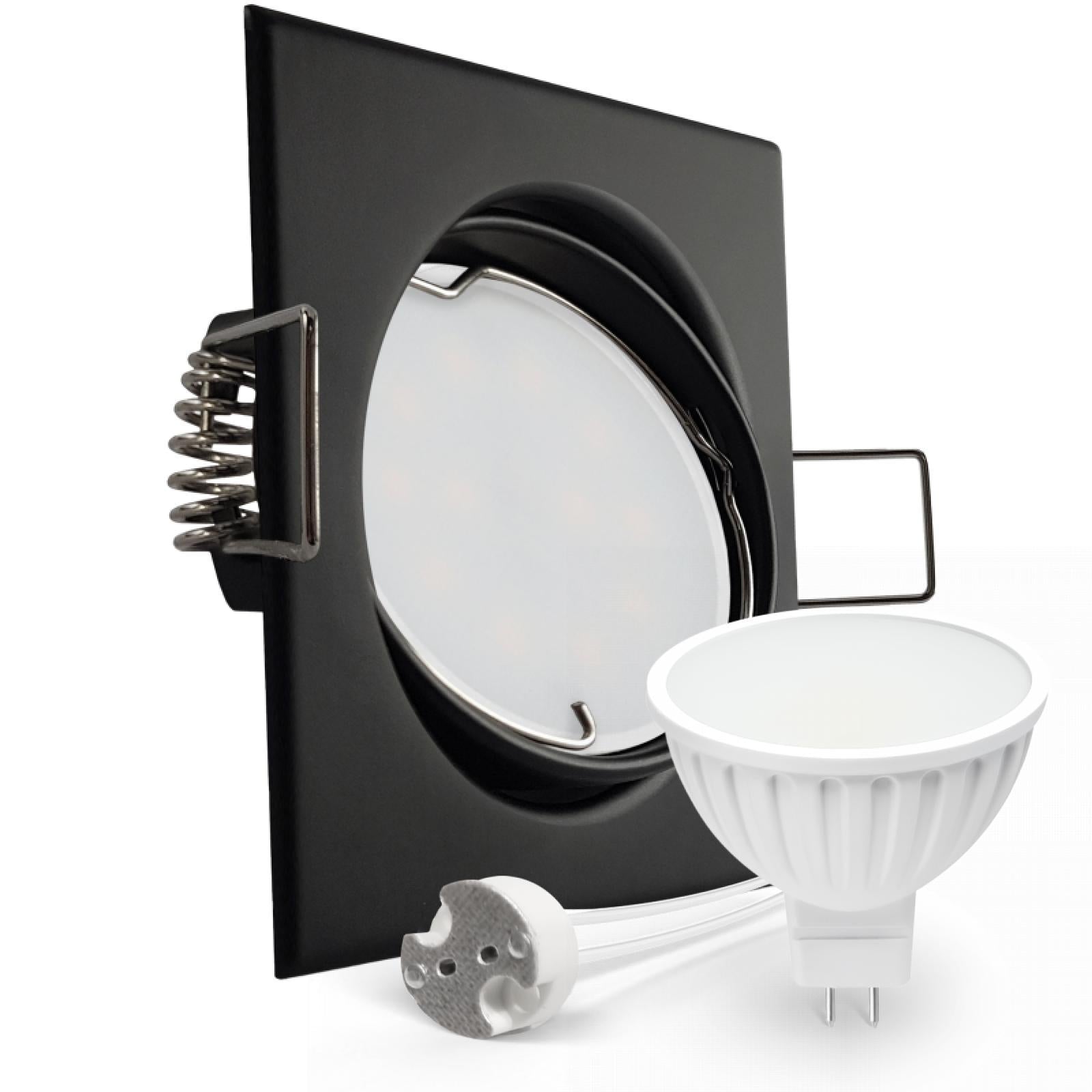 CONCEPTRUN LED Einbaustrahler Spot schwarz eckig 30° schwenkbar Lochmaß Ø 68mm - 78mm Tiefe 55mm Fassung