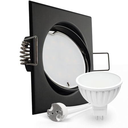 CONCEPTRUN LED Einbaustrahler Spot schwarz eckig 30° schwenkbar Lochmaß Ø 68mm - 78mm Tiefe 55mm Fassung