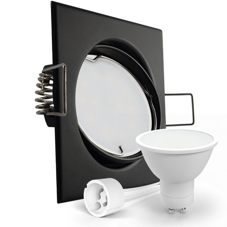 CONCEPTRUN LED Einbaustrahler Spot schwarz eckig 30° schwenkbar Lochmaß Ø 68mm - 78mm Tiefe 64mm Fassung