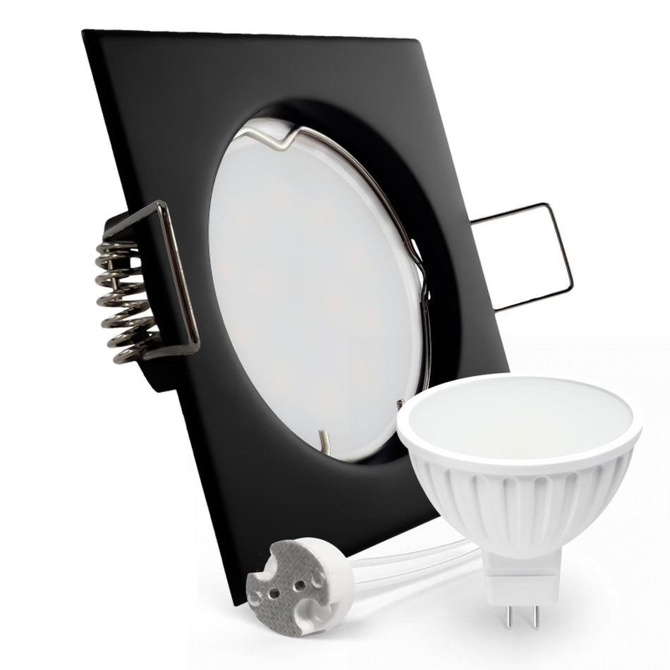 CONCEPTRUN LED Einbaustrahler Spot schwarz eckig Lochmaß Ø 55mm - 70mm Tiefe 55mm Fassung