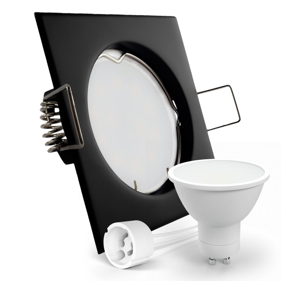 CONCEPTRUN LED Einbaustrahler Spot schwarz eckig Lochmaß Ø 55mm - 70mm Tiefe 64mm Fassung