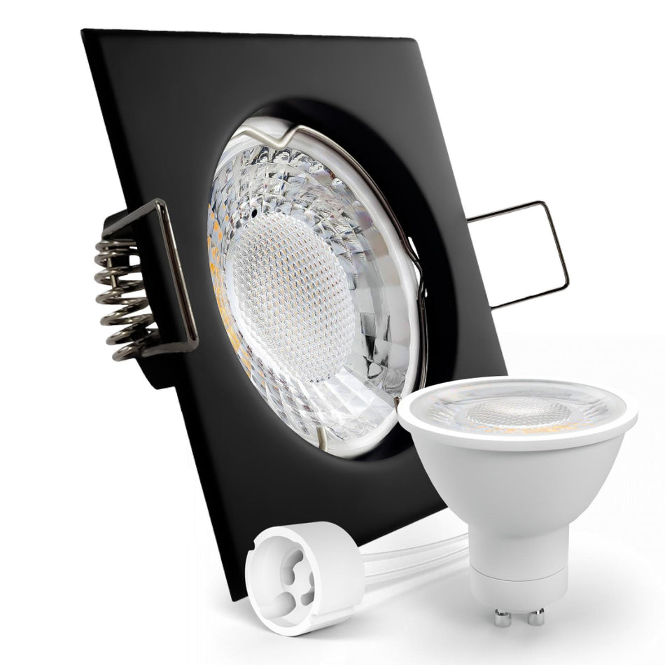 LED Einbaustrahler Spot schwarz eckig Lochmaß Ø 55mm - 70mm GU10 230V