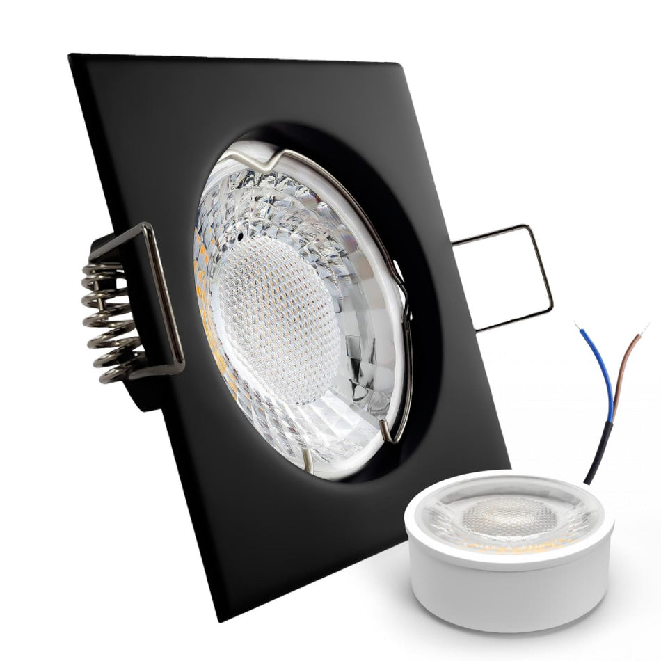 CONCEPTRUN LED Einbaustrahler Spot schwarz eckig Lochmaß Ø 55mm - 70mm geringe Tiefe 35mm