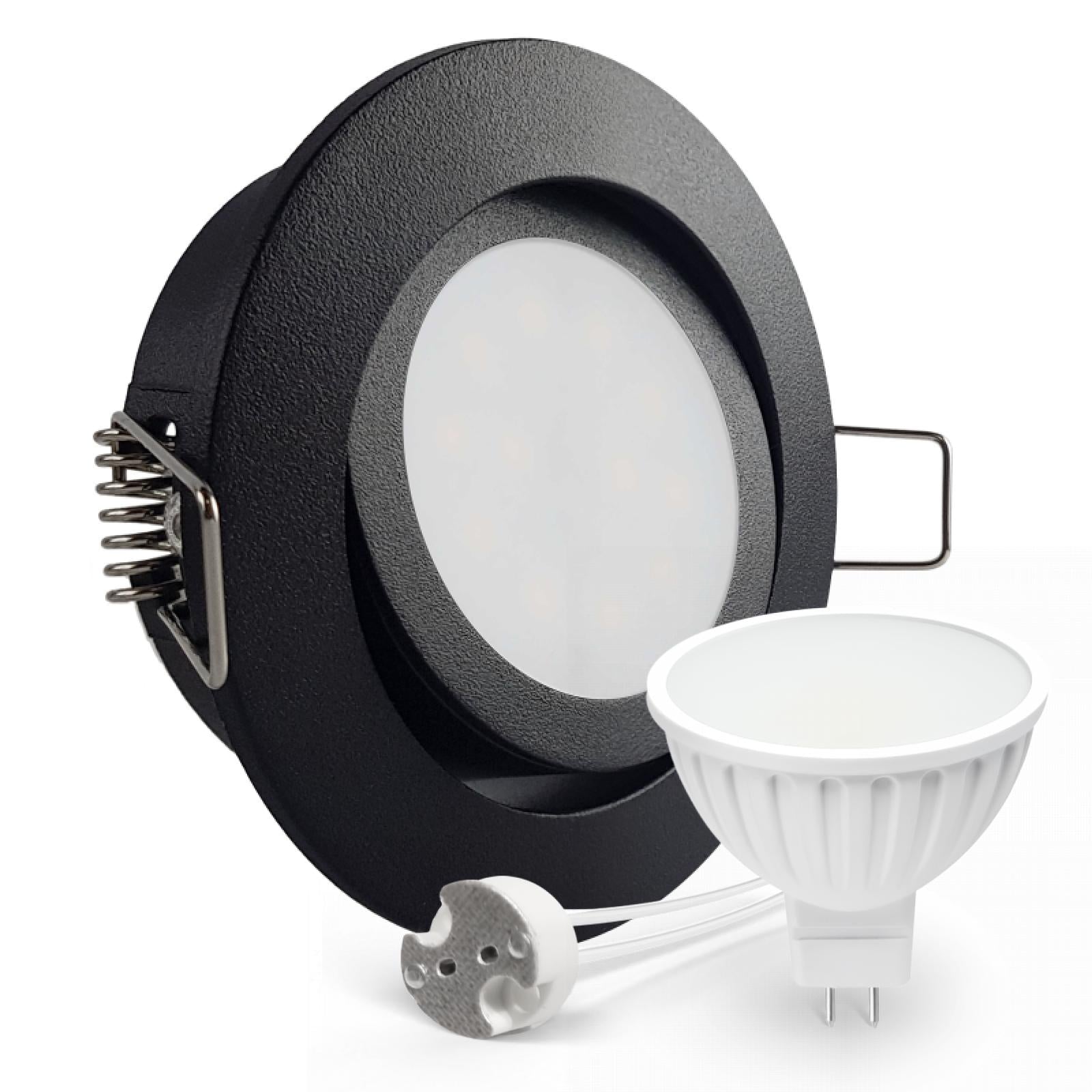 CONCEPTRUN LED Einbaustrahler Spot schwarz rund 360° schwenkbar Lochmaß Ø 68mm - 75mm Tiefe 55mm Fassung
