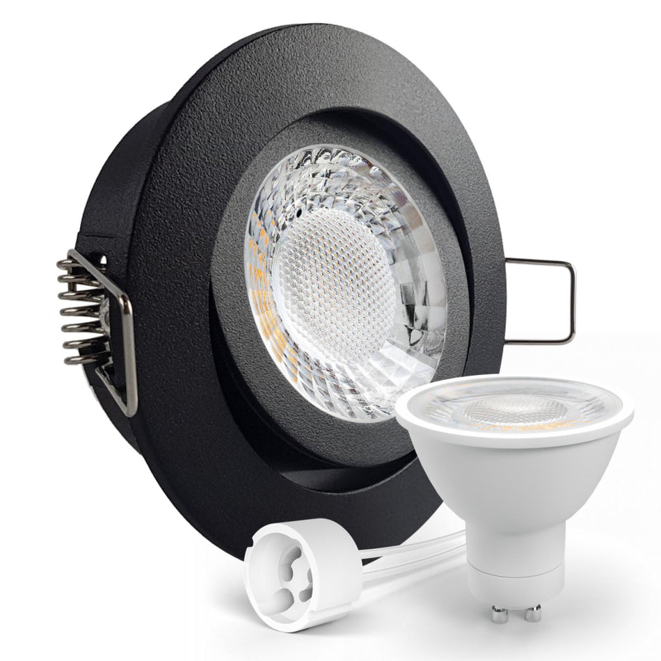 LED Einbaustrahler Spot schwarz rund 360° schwenkbar Lochmaß Ø 68mm - 75mm GU10 230V
