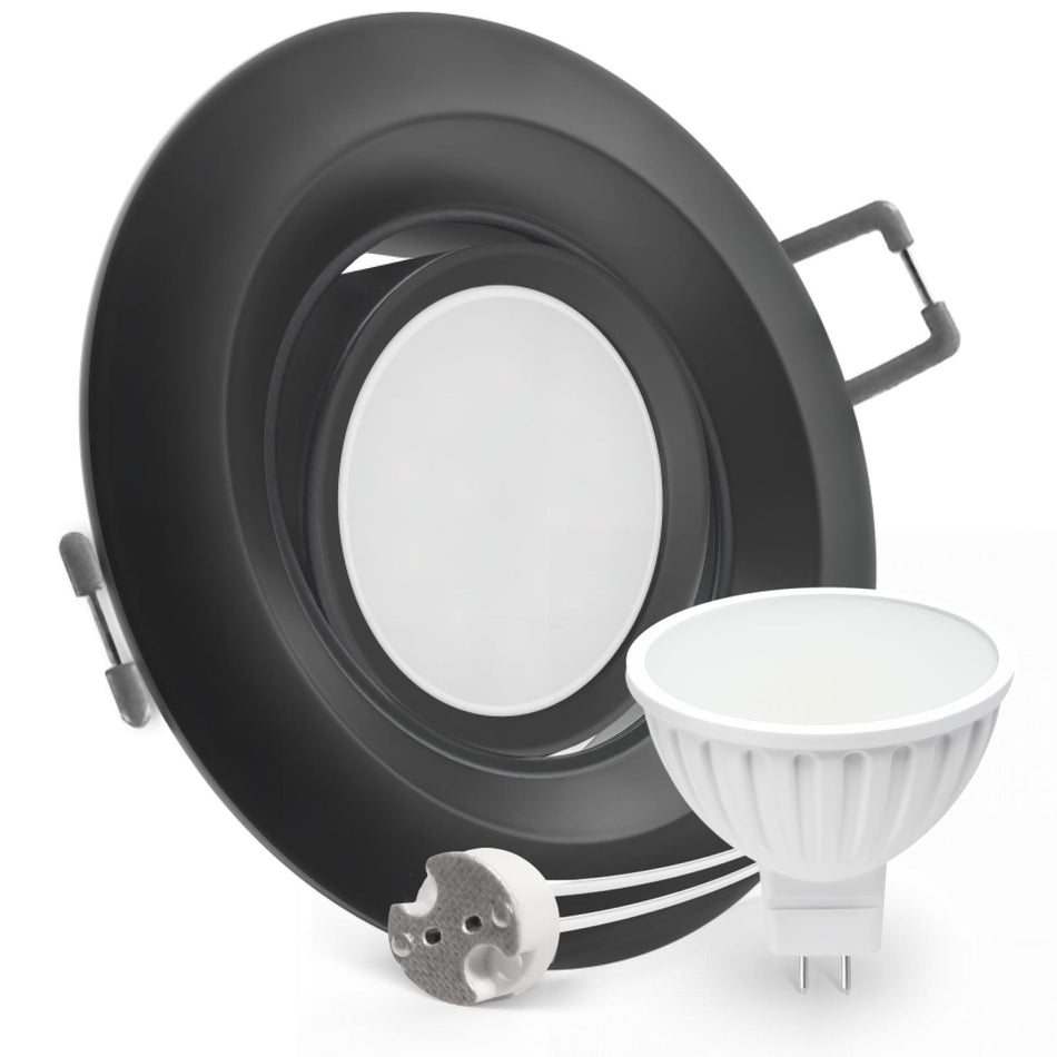 CONCEPTRUN LED Einbaustrahler Spot schwarz rund 360° schwenkbar Lochmaß Ø 68mm - 95mm Tiefe 55mm Fassung