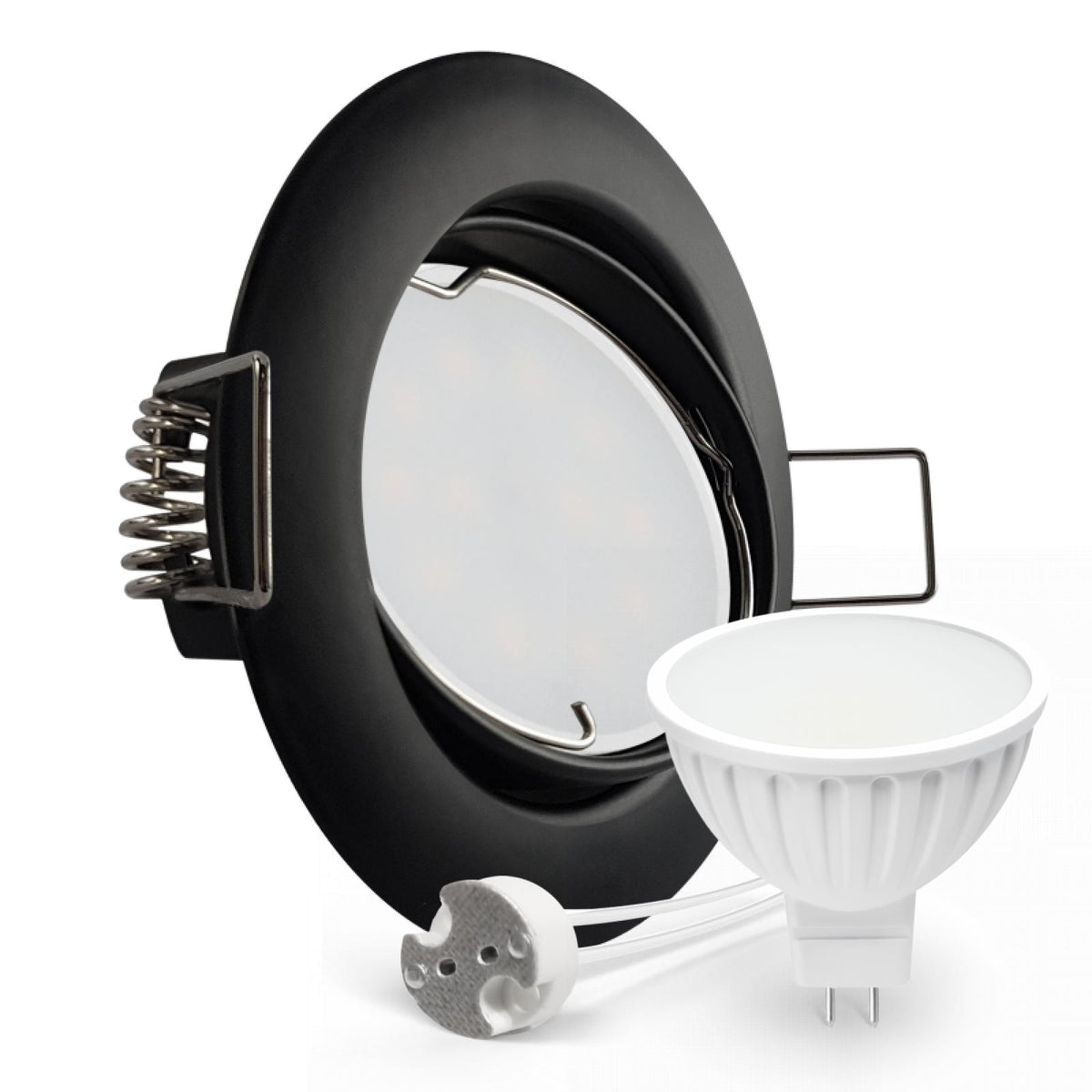 CONCEPTRUN LED Einbaustrahler Spot schwarz rund 360° schwenkbar Lochmaß Ø 75mm - 78mm Tiefe 55mm Fassung