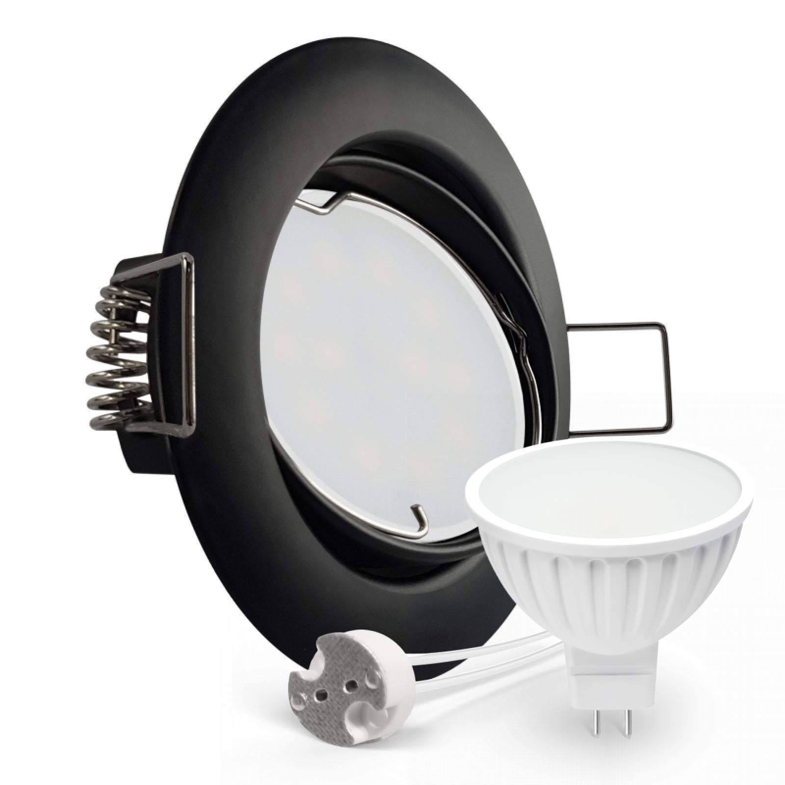 CONCEPTRUN LED Einbaustrahler Spot schwarz rund 360° schwenkbar Lochmaß Ø 75mm - 78mm Tiefe 55mm Fassung