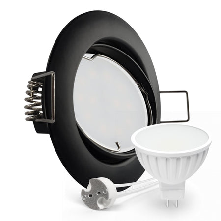 CONCEPTRUN LED Einbaustrahler Spot schwarz rund 360° schwenkbar Lochmaß Ø 75mm - 78mm Tiefe 55mm Fassung