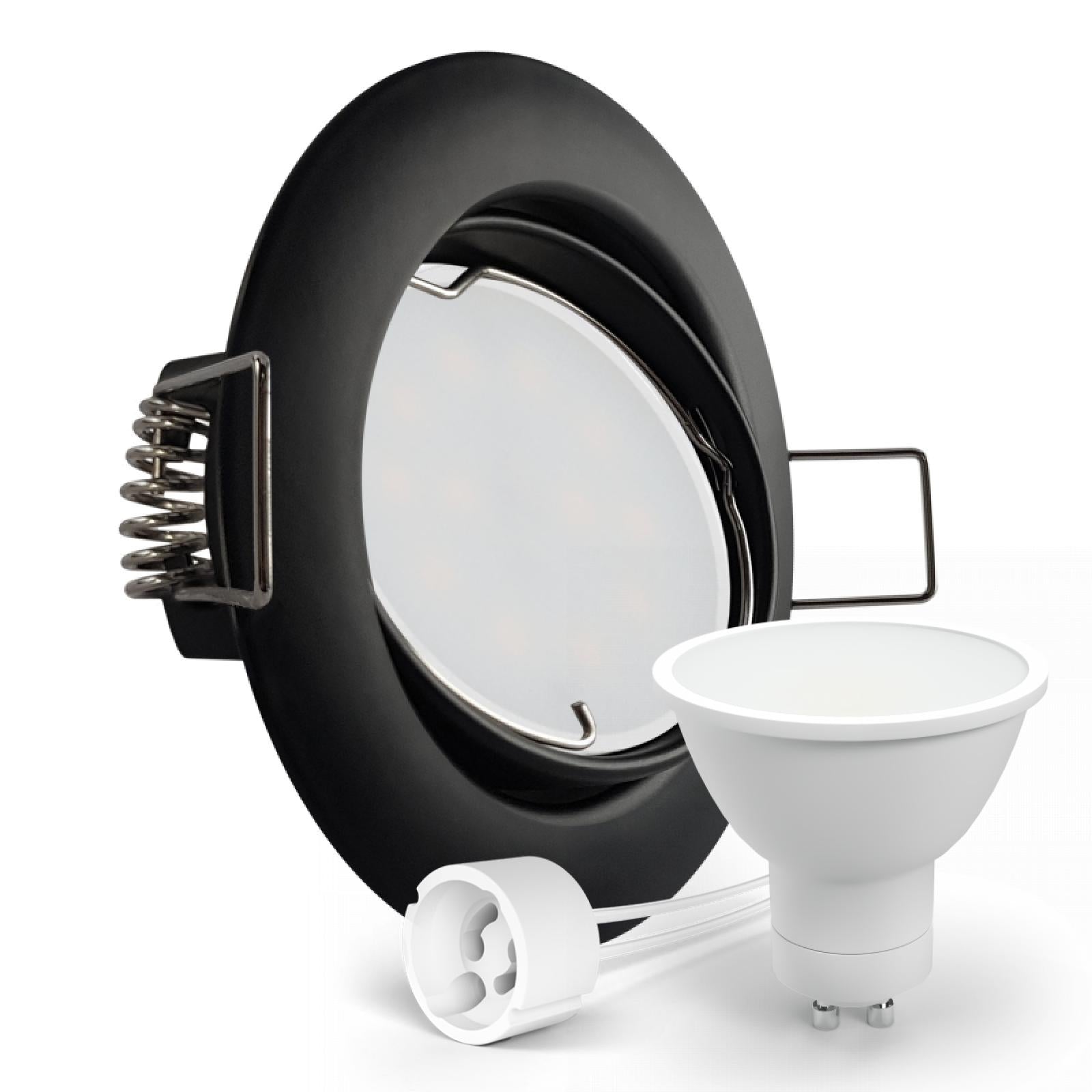CONCEPTRUN LED Einbaustrahler Spot schwarz rund 360° schwenkbar Lochmaß Ø 75mm - 78mm Tiefe 64mm Fassung