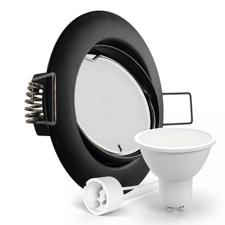 CONCEPTRUN LED Einbaustrahler Spot schwarz rund 360° schwenkbar Lochmaß Ø 75mm - 78mm Tiefe 64mm Fassung