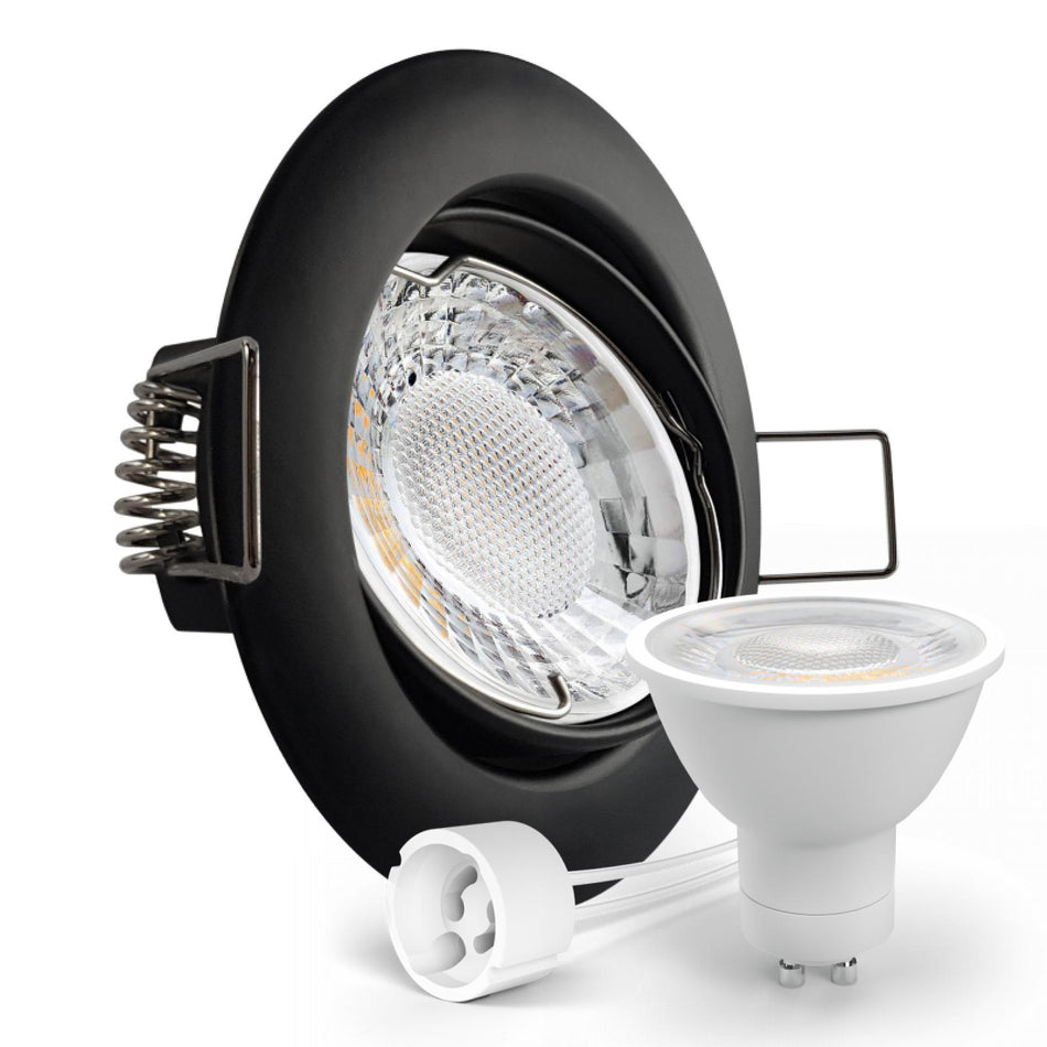 LED Einbaustrahler Spot schwarz rund 360° schwenkbar Lochmaß Ø 75mm - 78mm GU10 230V