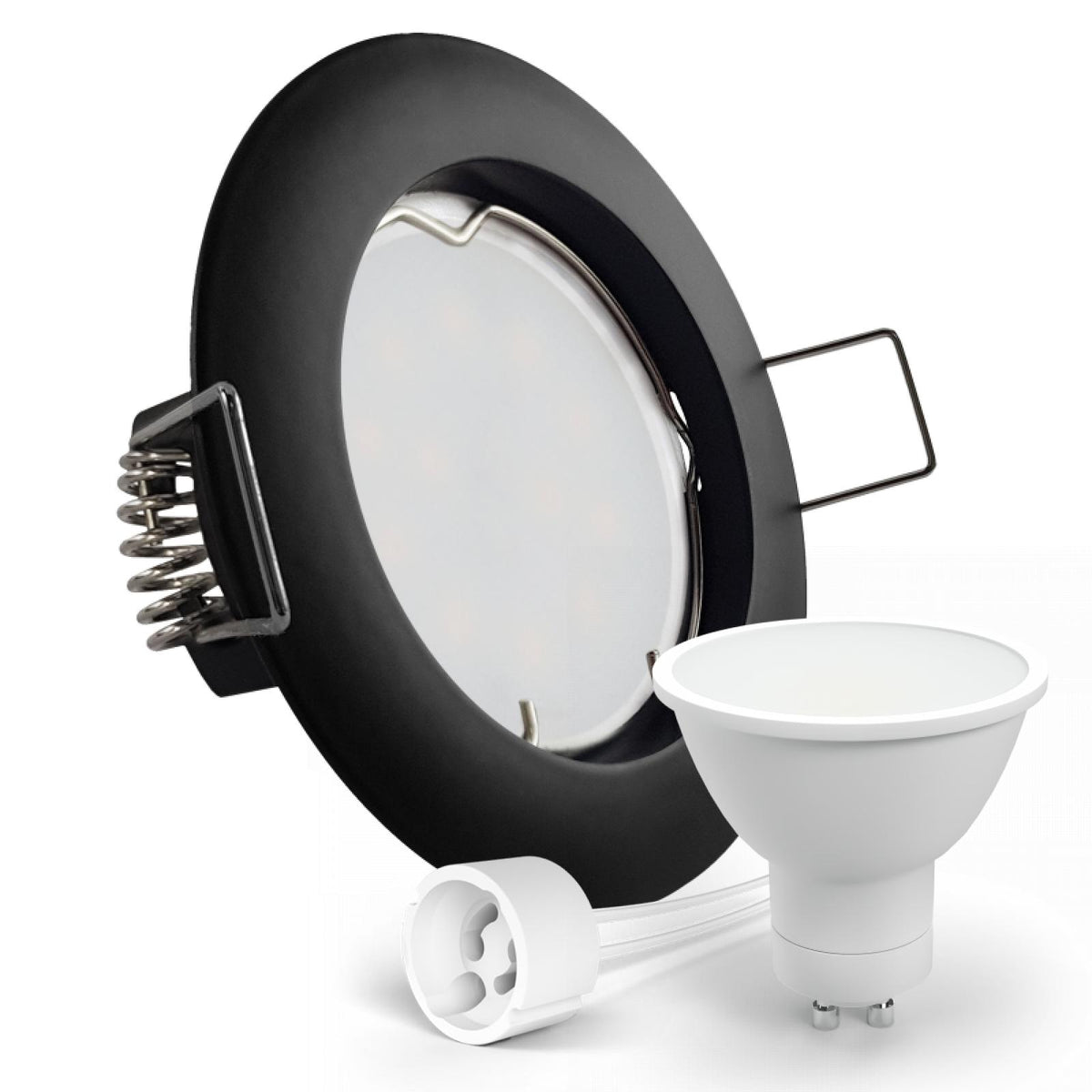 CONCEPTRUN LED Einbaustrahler Spot schwarz rund Lochmaß Ø 60mm - 70mm Tiefe 64mm Fassung
