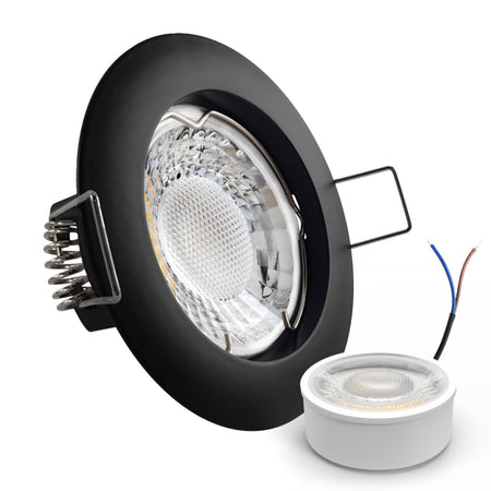 CONCEPTRUN LED Einbaustrahler Spot schwarz rund Lochmaß Ø 60mm - 70mm geringe Tiefe 35mm 5W LED Modul flach dimmbar neutralweiß 230V