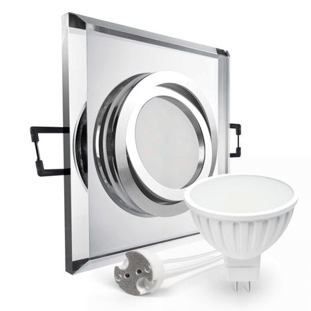 CONCEPTRUN LED Einbaustrahler Spot spiegelnd eckig Glas 30° schwenkbar Lochmaß Ø 68mm - 80mm Tiefe 55mm Fassung