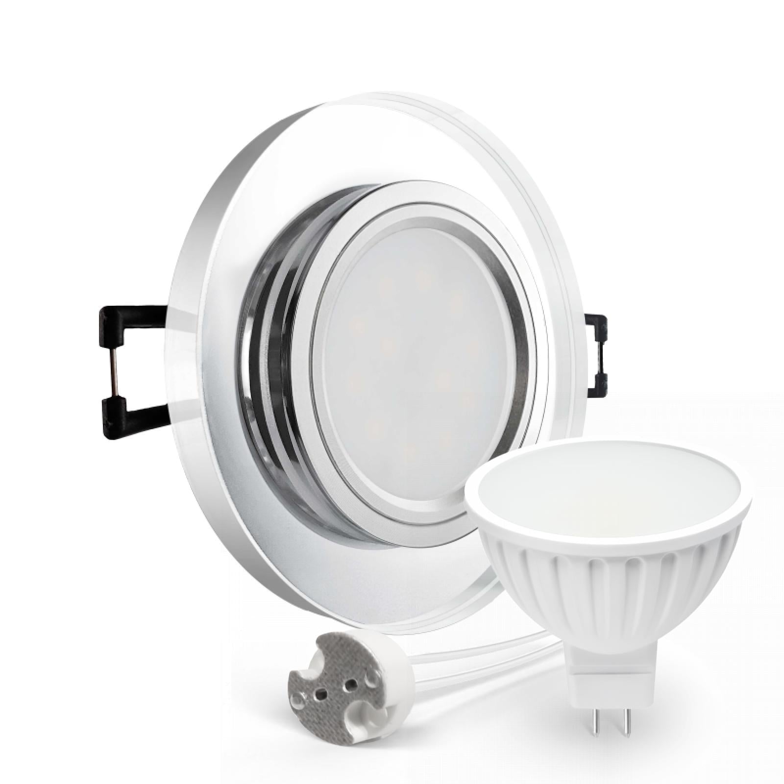 CONCEPTRUN LED Einbaustrahler Spot spiegelnd rund Glas Lochmaß Ø 68mm - 75mm Tiefe 55mm Fassung