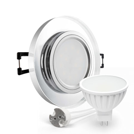 CONCEPTRUN LED Einbaustrahler Spot spiegelnd rund Glas Lochmaß Ø 68mm - 75mm Tiefe 55mm Fassung