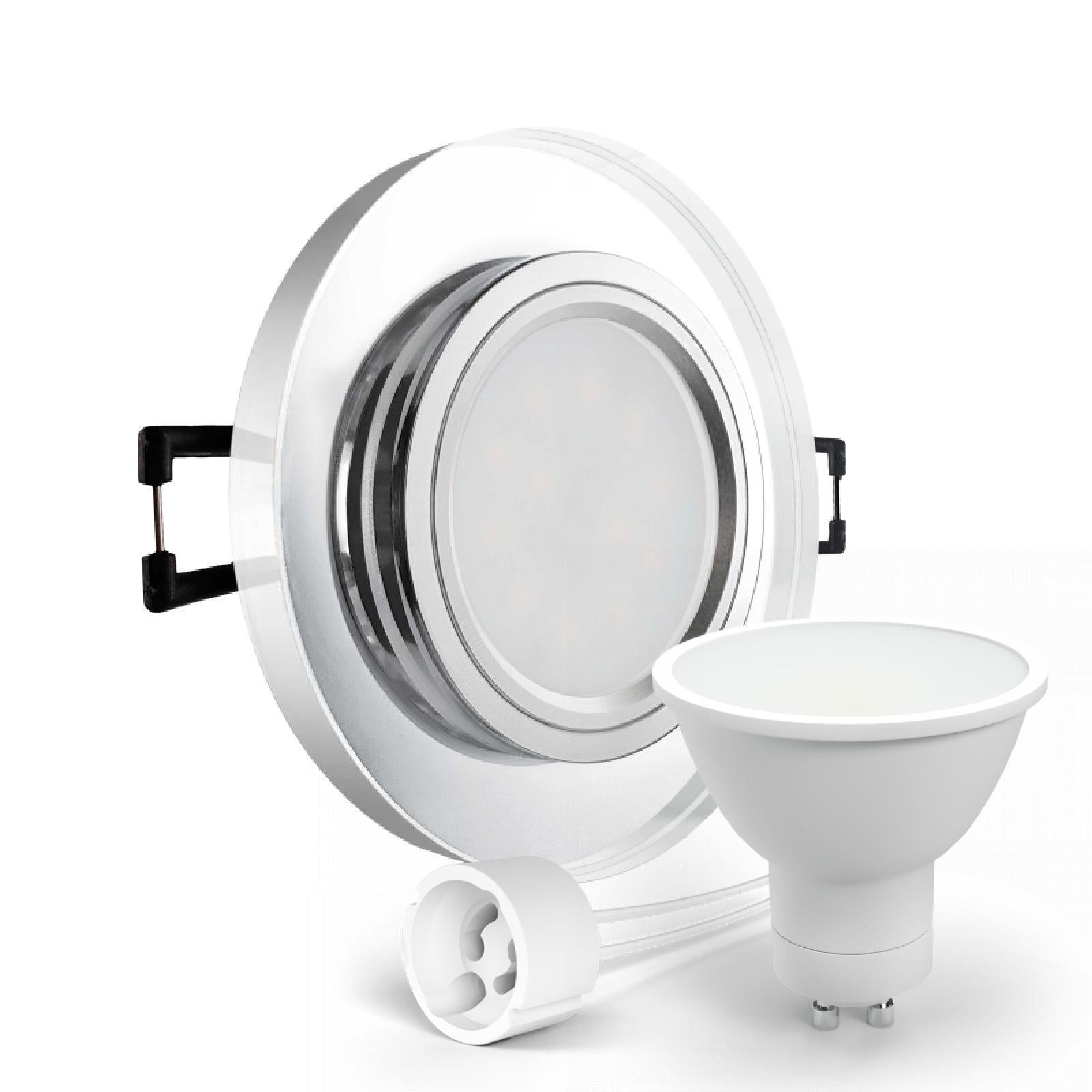 CONCEPTRUN LED Einbaustrahler Spot spiegelnd rund Glas Lochmaß Ø 68mm - 75mm Tiefe 64mm Fassung