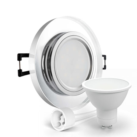 CONCEPTRUN LED Einbaustrahler Spot spiegelnd rund Glas Lochmaß Ø 68mm - 75mm Tiefe 64mm Fassung
